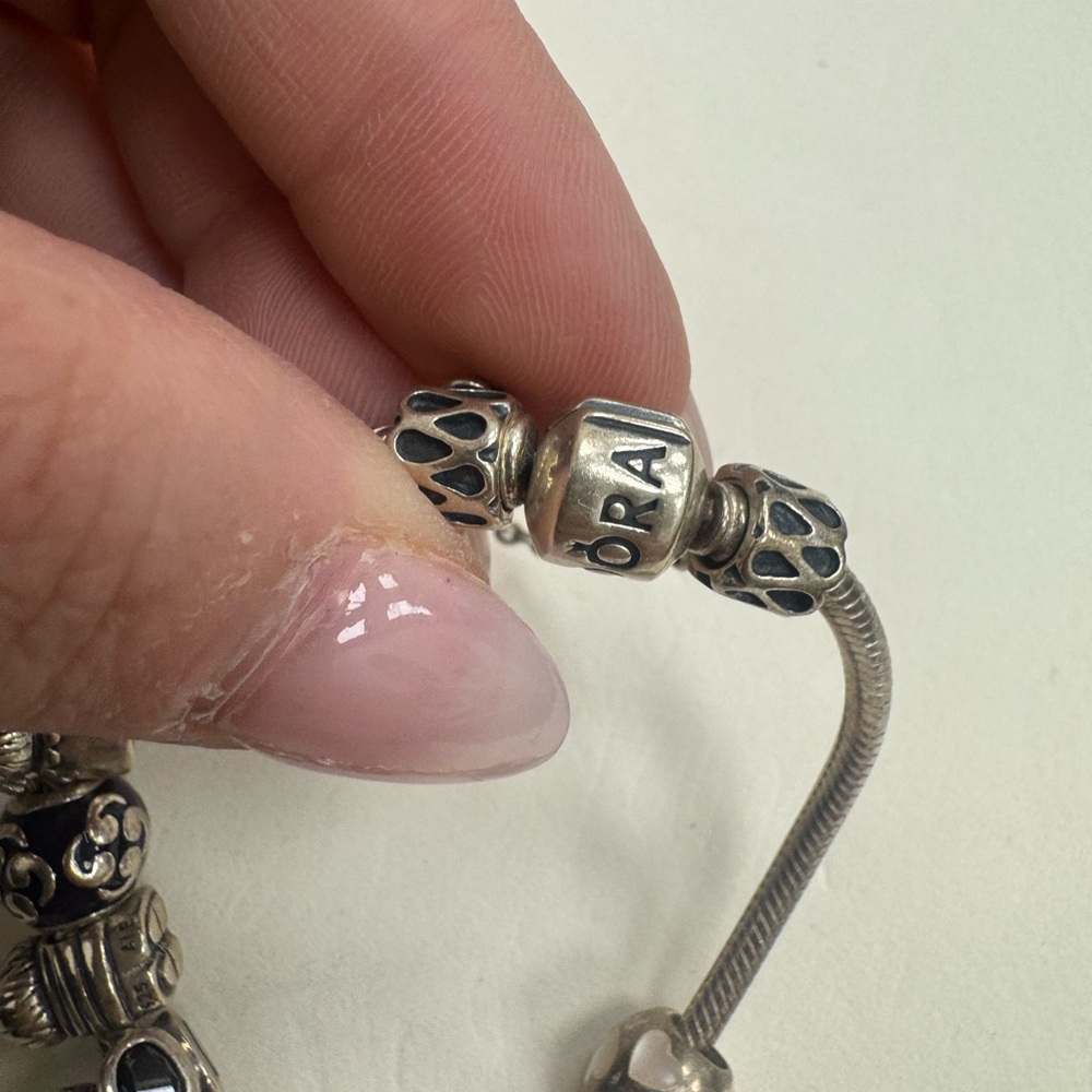 Authentic Vintage Sterling Silver PANDORA Charm Bracelet 6.5" Wrist 52.2g - Picture 6 of 16